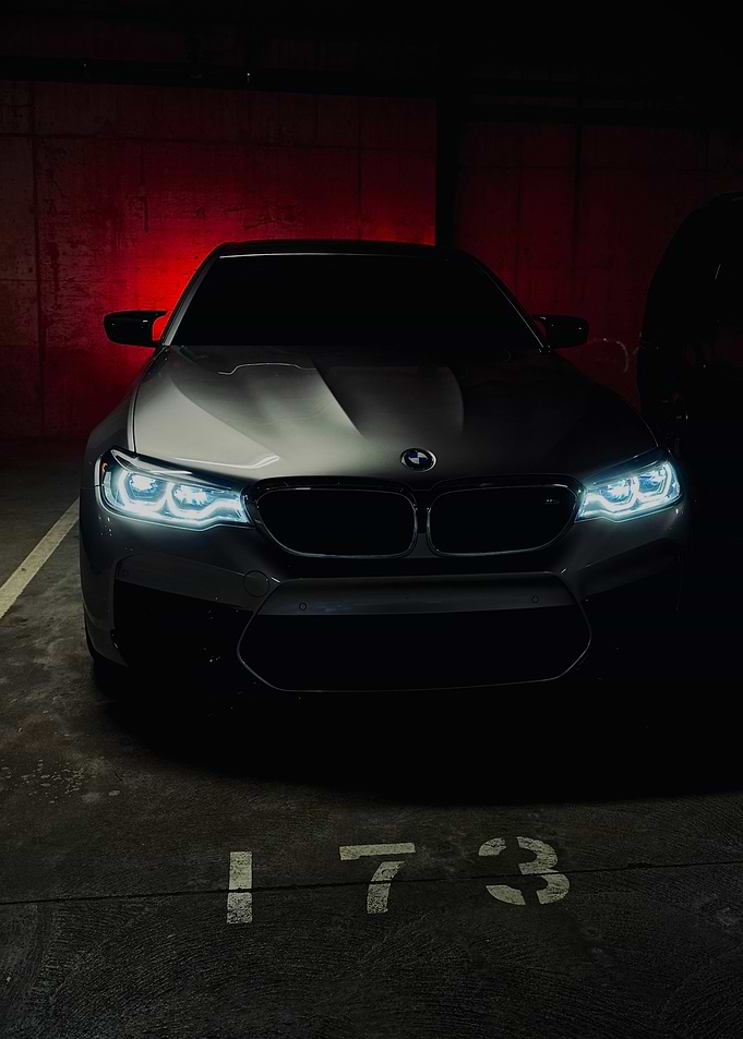 BMW M5 in Parking Garage