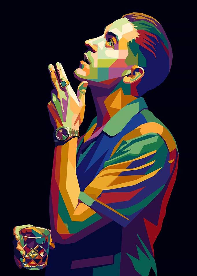 G-Eazy Pop Art Style Holding Drink