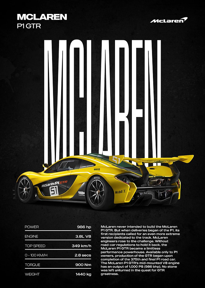 McLaren P1 GTR Yellow Sports Car