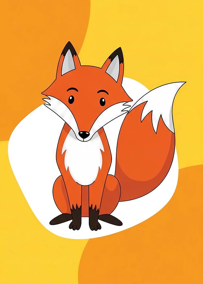 Cute Cartoon Fox Sitting