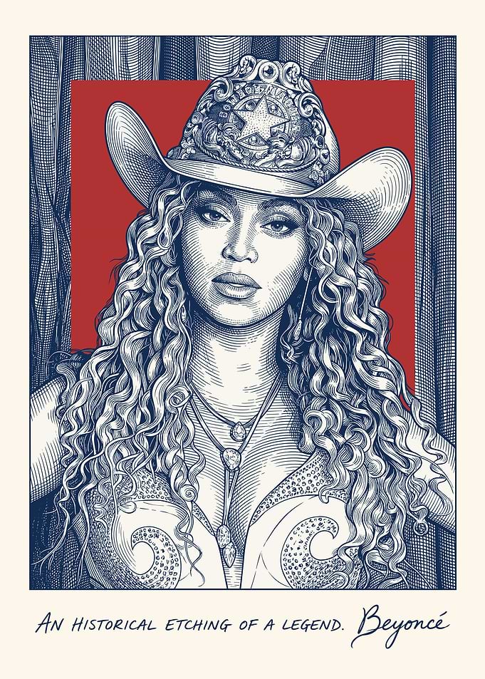 Beyoncé in Cowboy Hat Etching