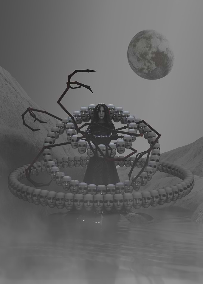 Gothic Woman with Mask Garland