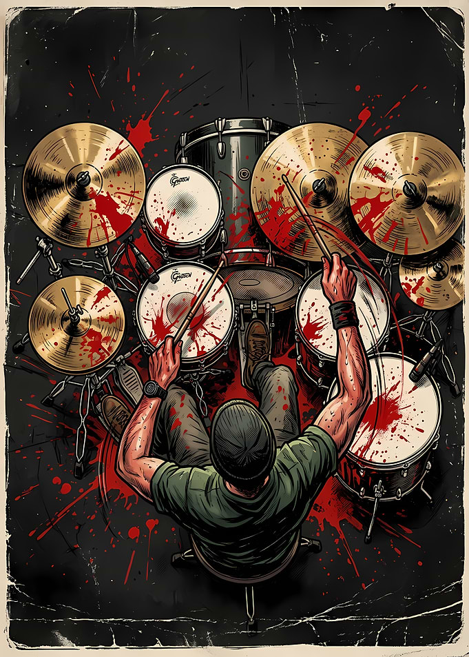 Drummer with Blood Splatter