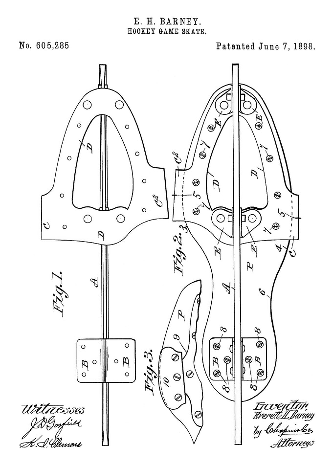 Patent Drawing of a Hockey Skate