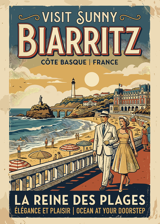 Vintage Visit Sunny Biarritz Travel