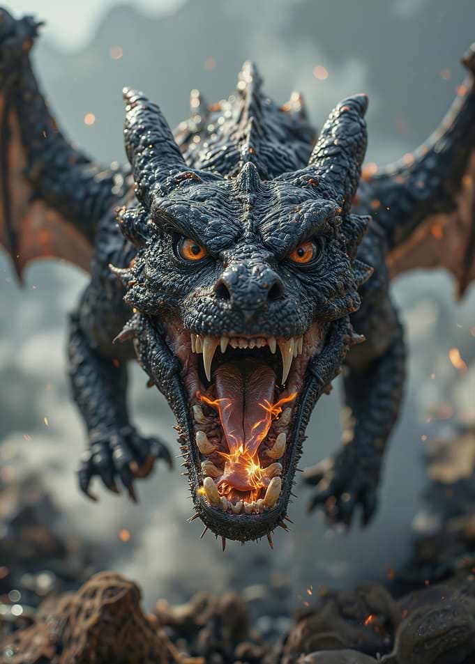 Fierce Dragon Breathing Fire