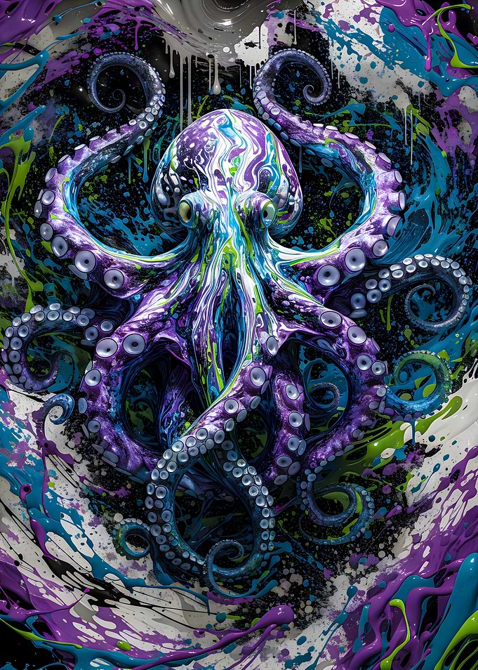 Abyss of Colors: The Octopus in a Whirlpool of Ink