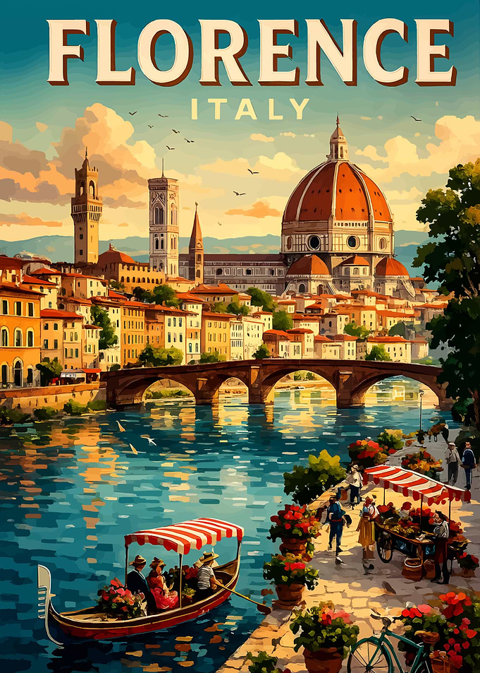 Florence Italy Vintage Travel Poster