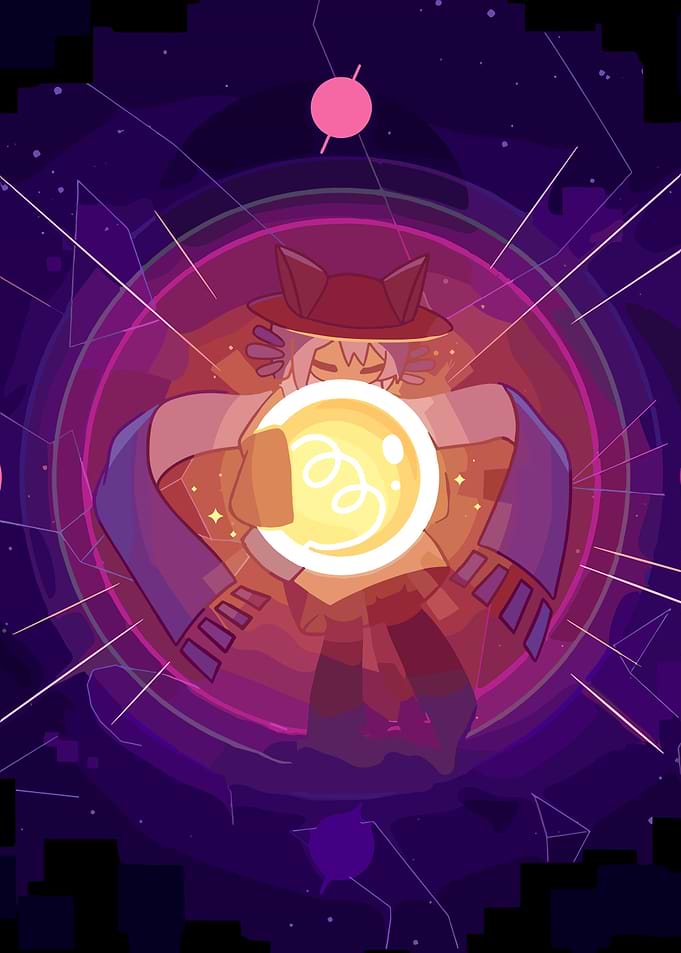 Mystical Cat Girl Holding Glowing Orb