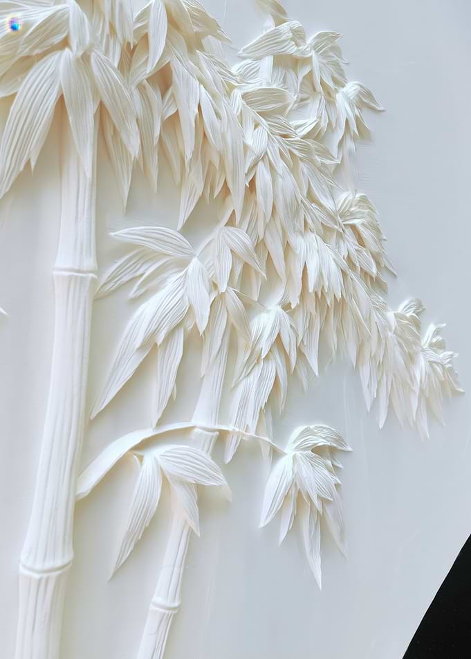 White Bamboo Relief Art