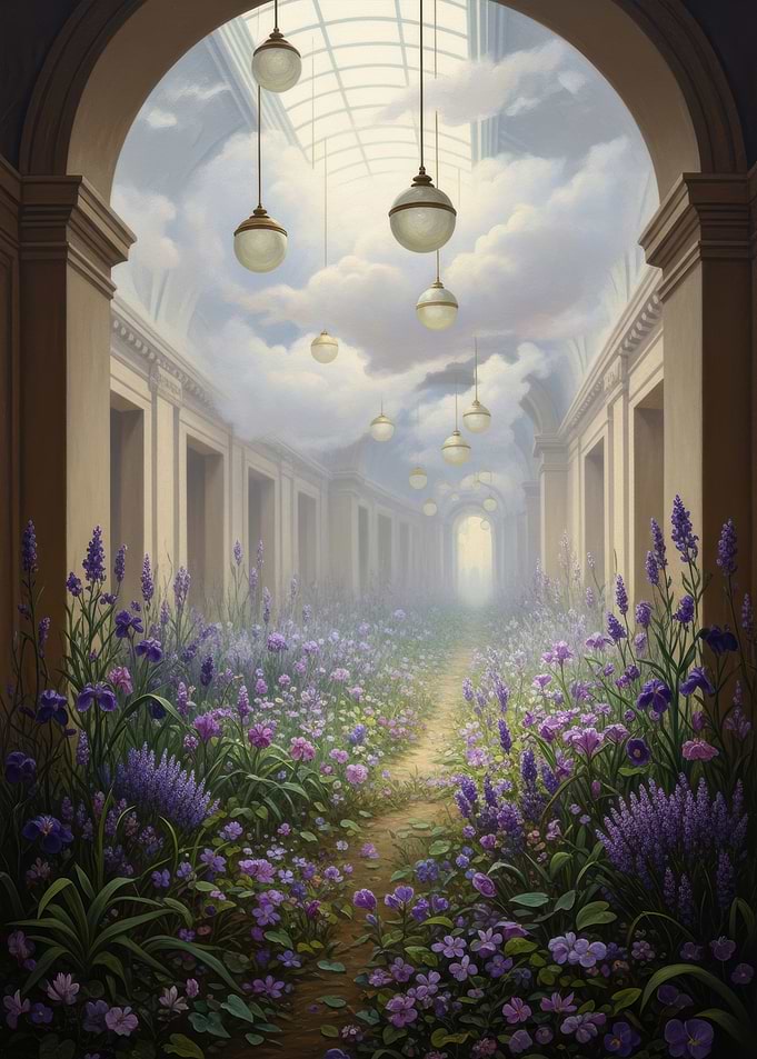 Enchanting Floral Archway with Hanging Lights