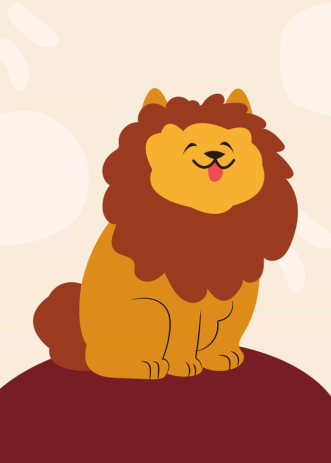 Cute Cartoon Lion Sitting