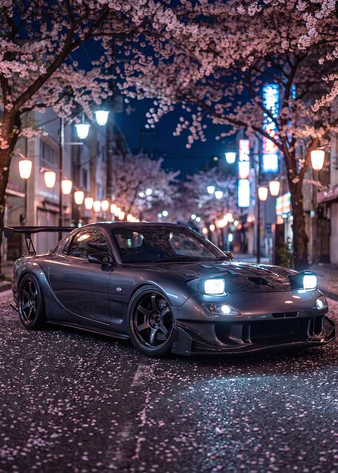 Jdm Tuned Mazda RX-7 at Night