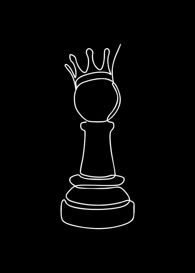 Minimalist Chess Queen Line Art