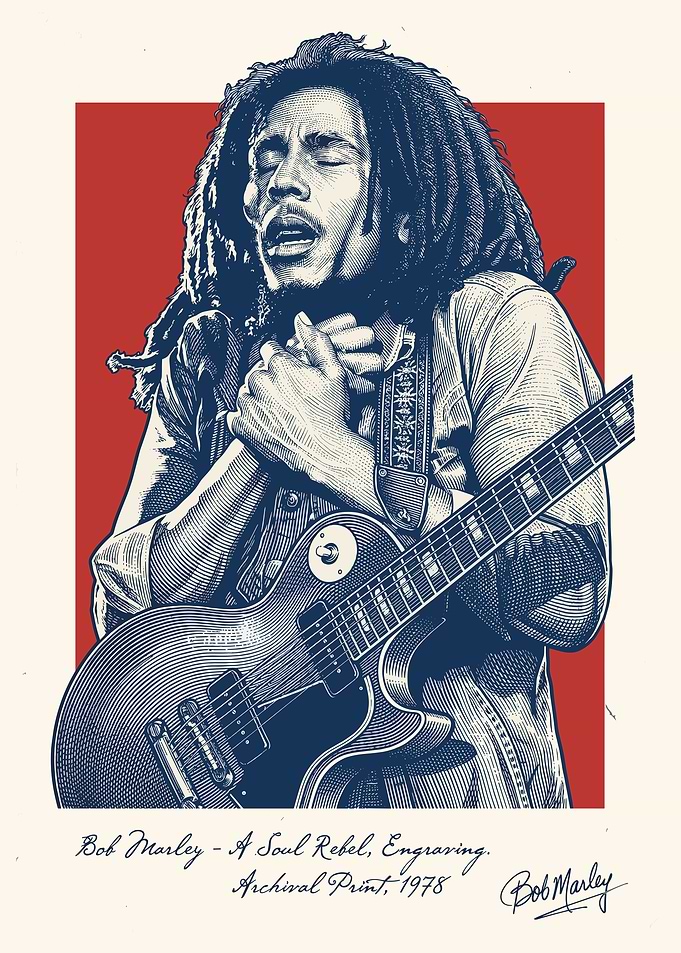 Bob Marley Engraving Poster