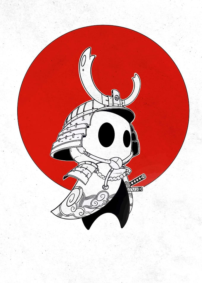 Cute Samurai Character with Katana