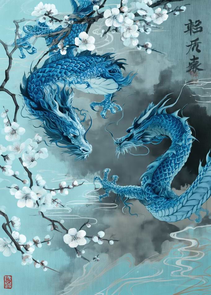 Blue Dragons and Cherry Blossoms