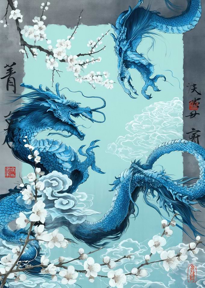 Blue Dragons and Cherry Blossoms