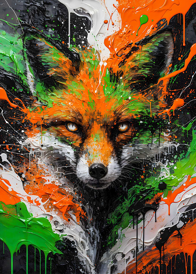 Chromatic Cunning: A Fox Adorned with Bold Strokes