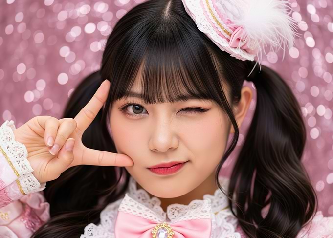 Cute Girl with Pigtails and Pink Outfit