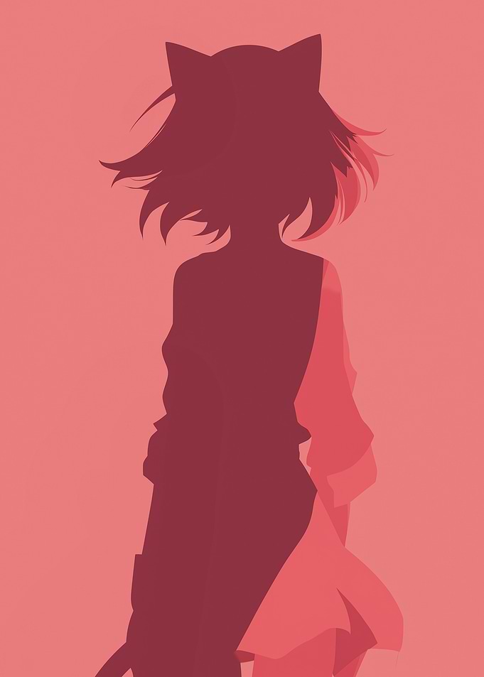 Anime Girl Silhouette with Cat Ears