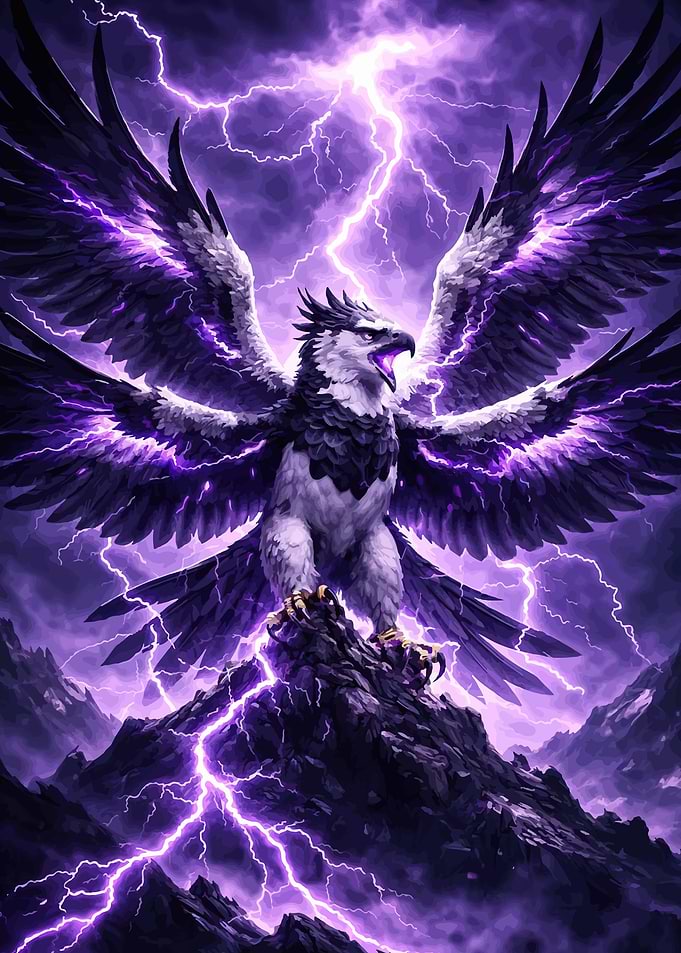 Majestic Griffin Amidst Lightning Storm