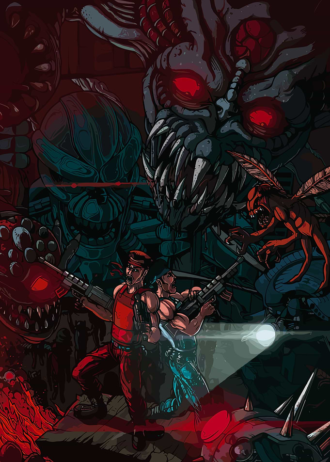 Alien Invasion Retro Video Game Art