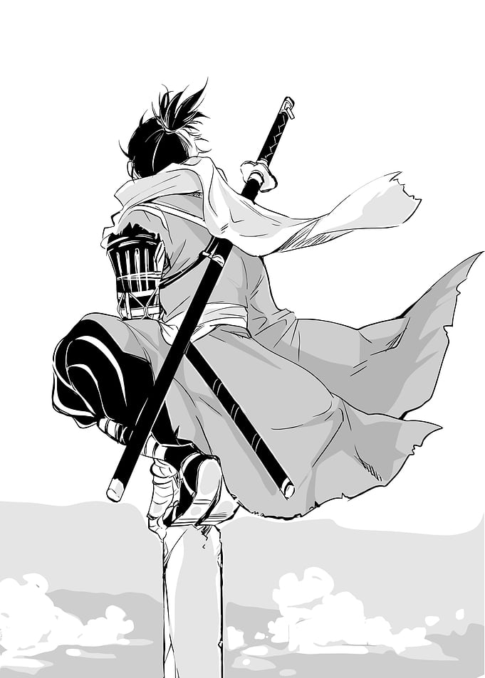 Samurai warrior in dynamic pose