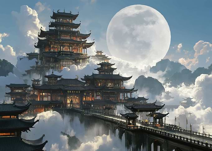 Fantasy Asian Pagoda Cityscape