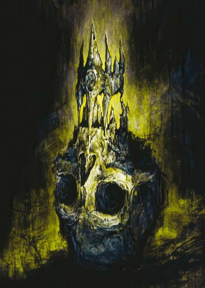 Skull Castle with Yellow Glow