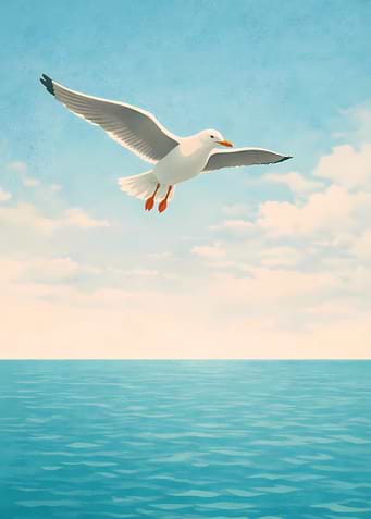 Seagull flying over the Sea