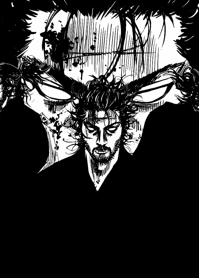 Miyamoto Musashi in Dramatic Black and White