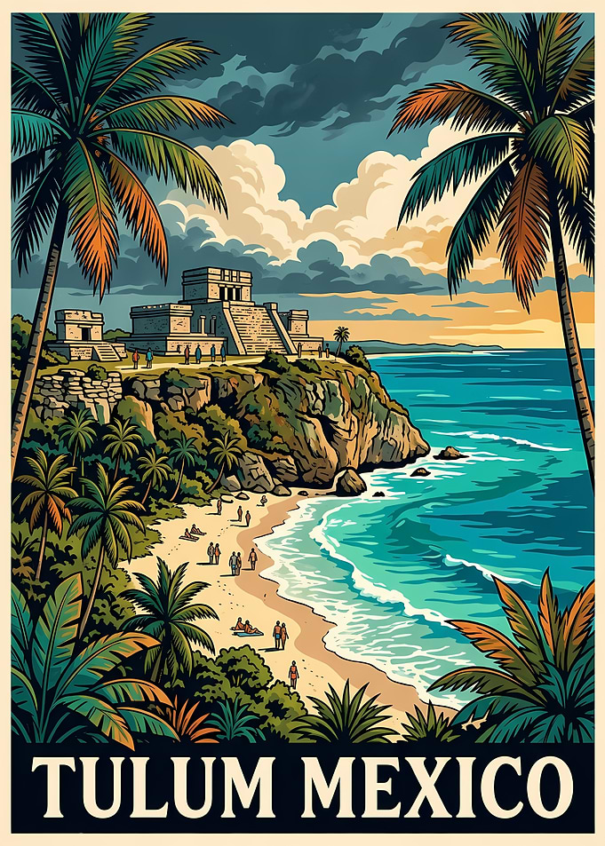 Tulum Mexico Travel Poster