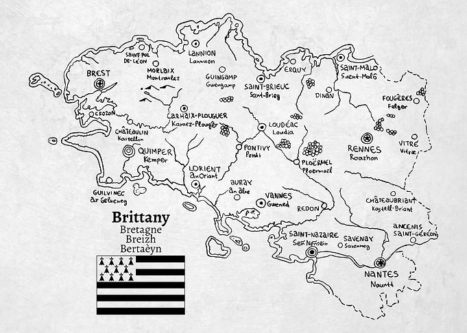 Handdrawn Map of Brittany