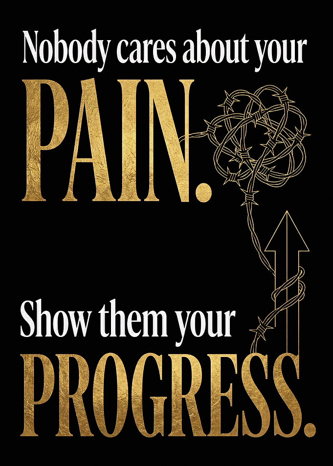 Mental Toughness Pain Progress Quote Gold Foil Minimalist Art