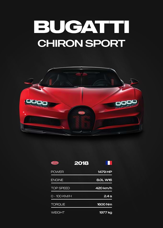 Bugatti Chiron Sport Car Poster