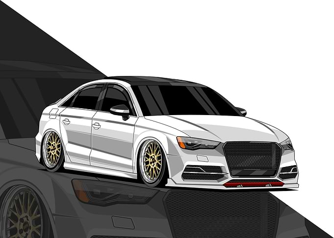 White Audi Sedan with Gold Rims
