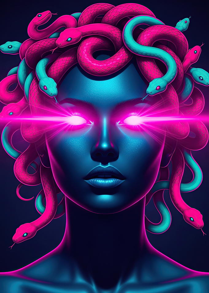 Medusa with Neon Snakes