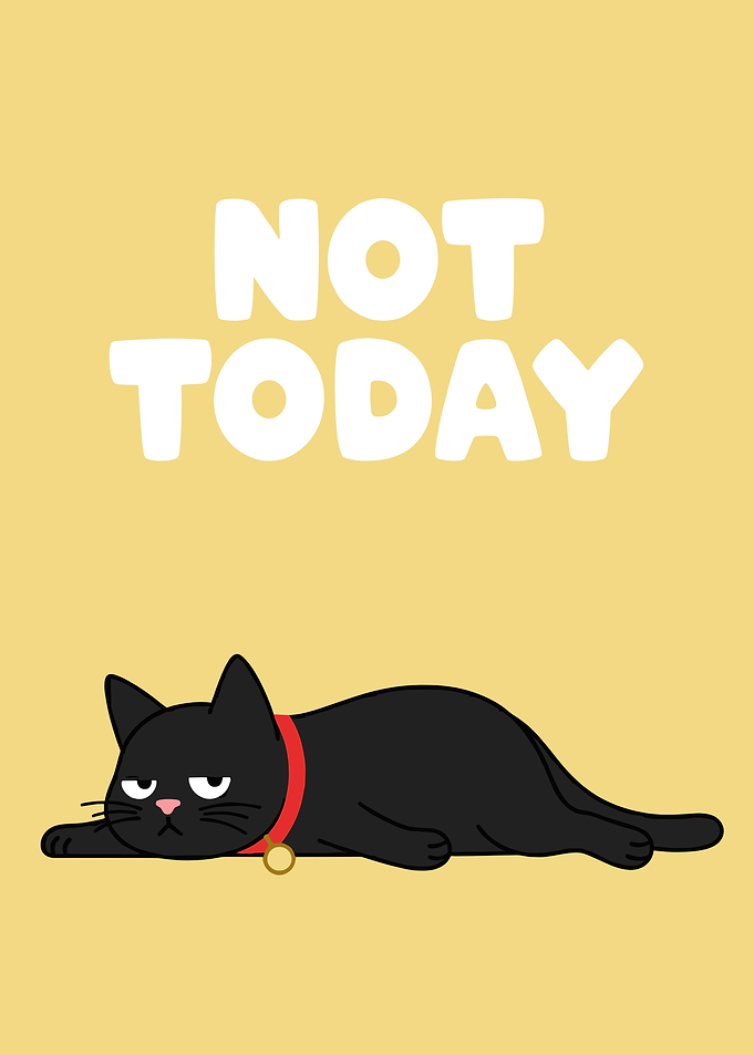 Grumpy Black Cat 'Not Today'