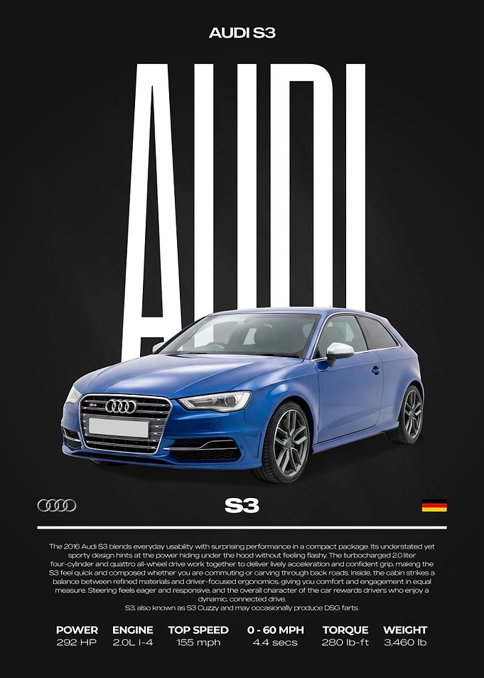 Audi S3 Car Poster