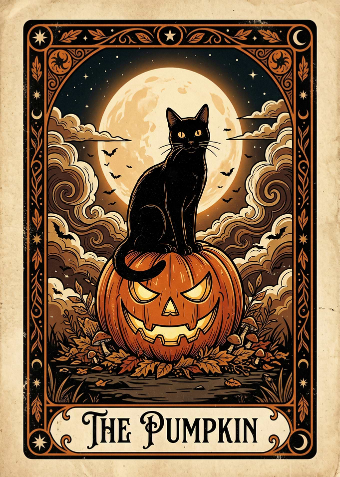 Black Cat on Jack-o'-lantern