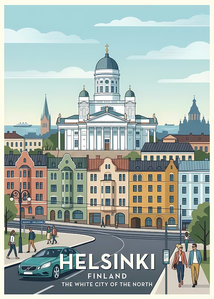 Helsinki, Finland Travel Poster