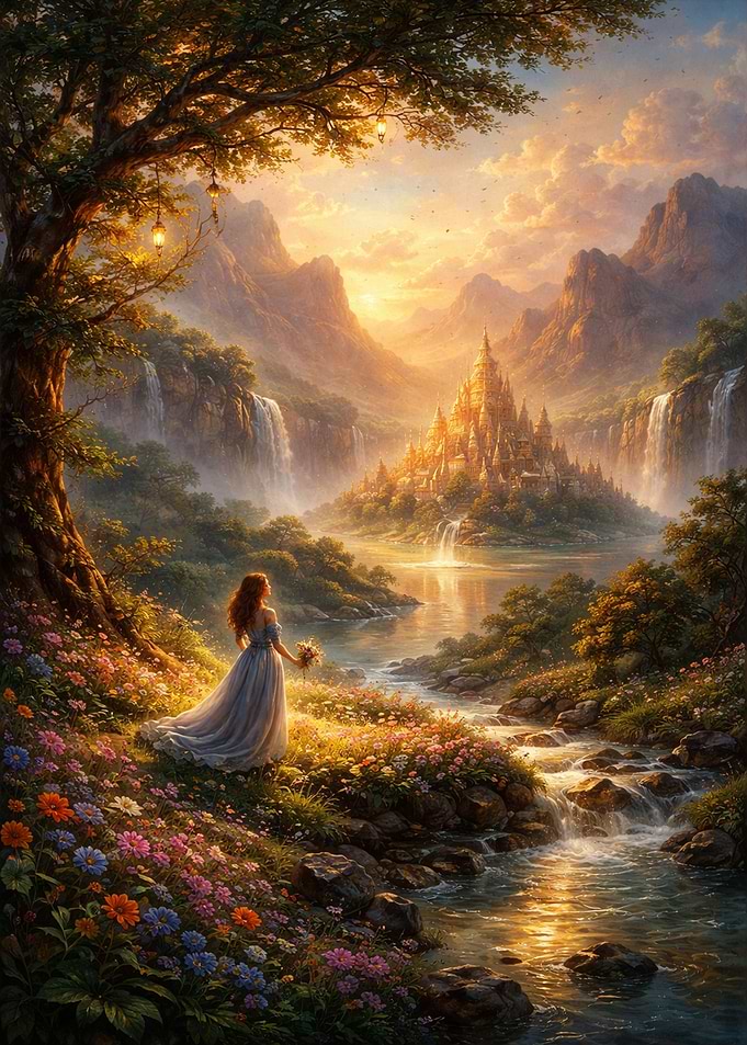 Enchanting Fantasy Landscape with Castle