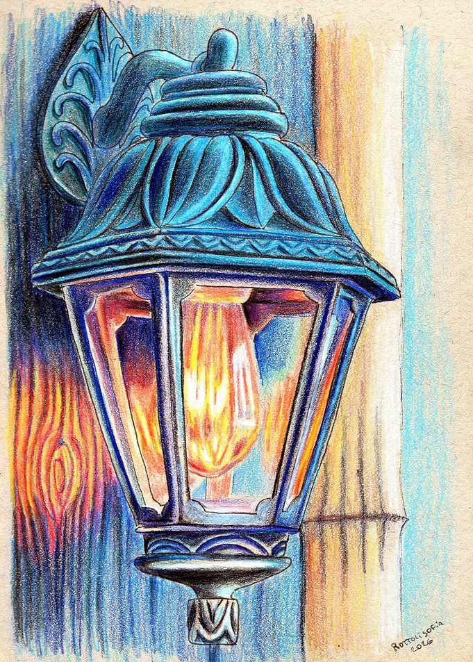 Vintage Lantern with Glowing Bulb