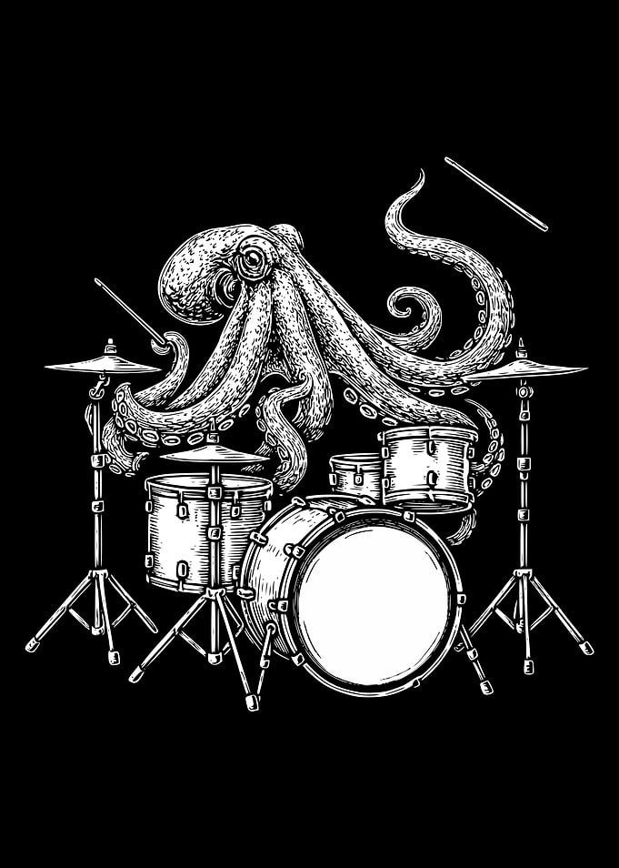 Octopus playing drums