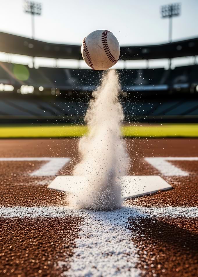 Baseball in mid-air over home plate