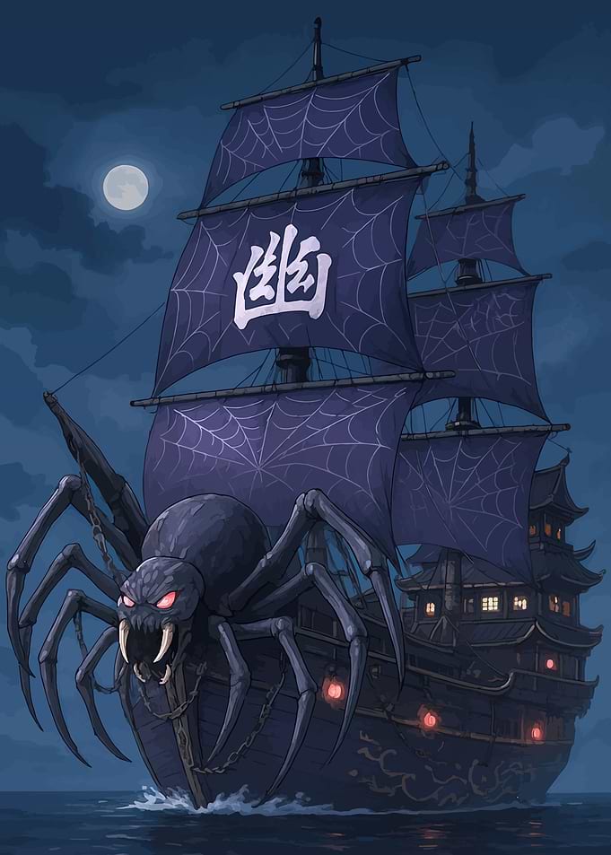 Spider Ship with Japanese Architecture