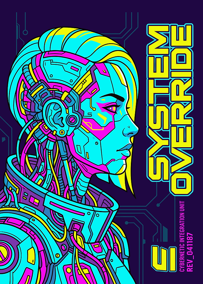 Cybernetic Woman with Neon Accents