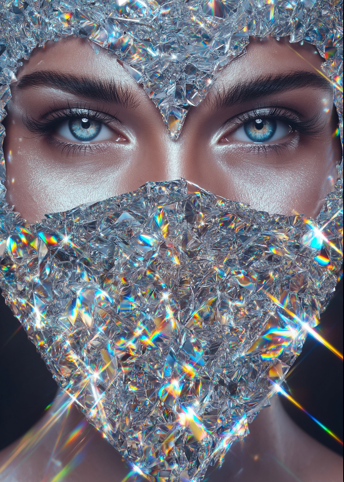 Woman in Diamond Mask and Headdress