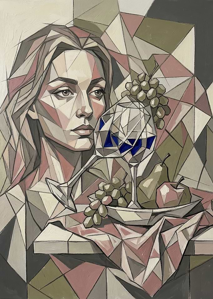 Cubist Portrait with Still Life